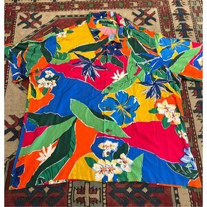 Polo Ralph Lauren Tropical Print Coconut Button Camp Shirt Classic Fit XXL